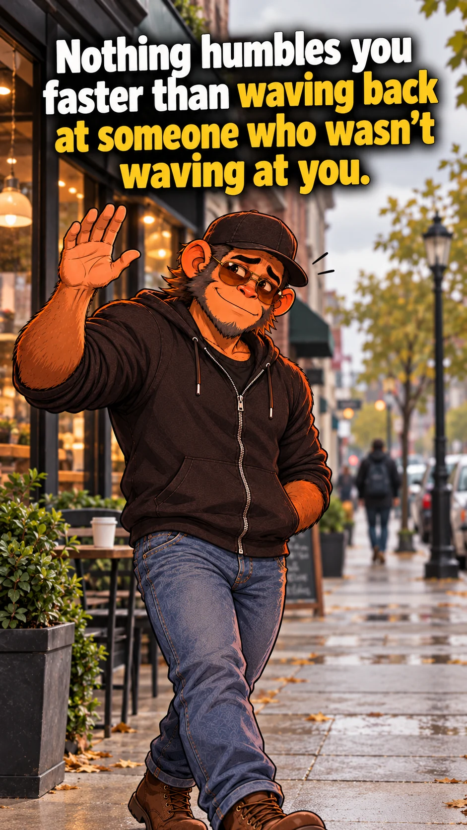 Nothing humbles you faster than waving back at someone who wasn't waving at you.