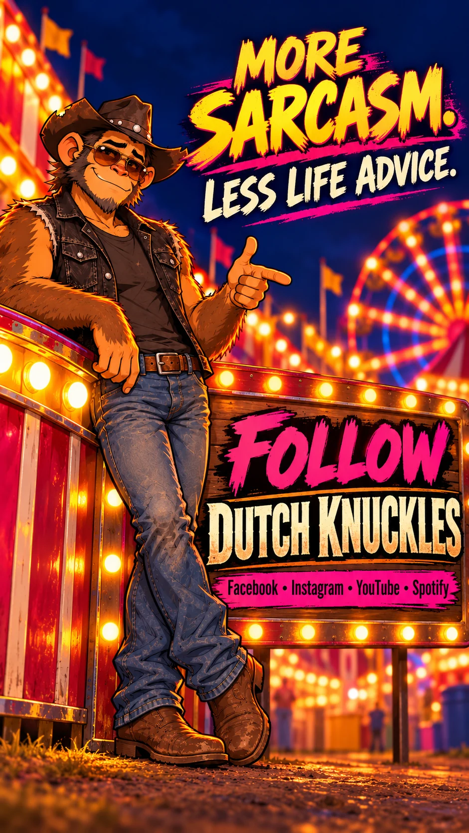 More sarcasm, less life advice. Follow Dutch Knuckles.