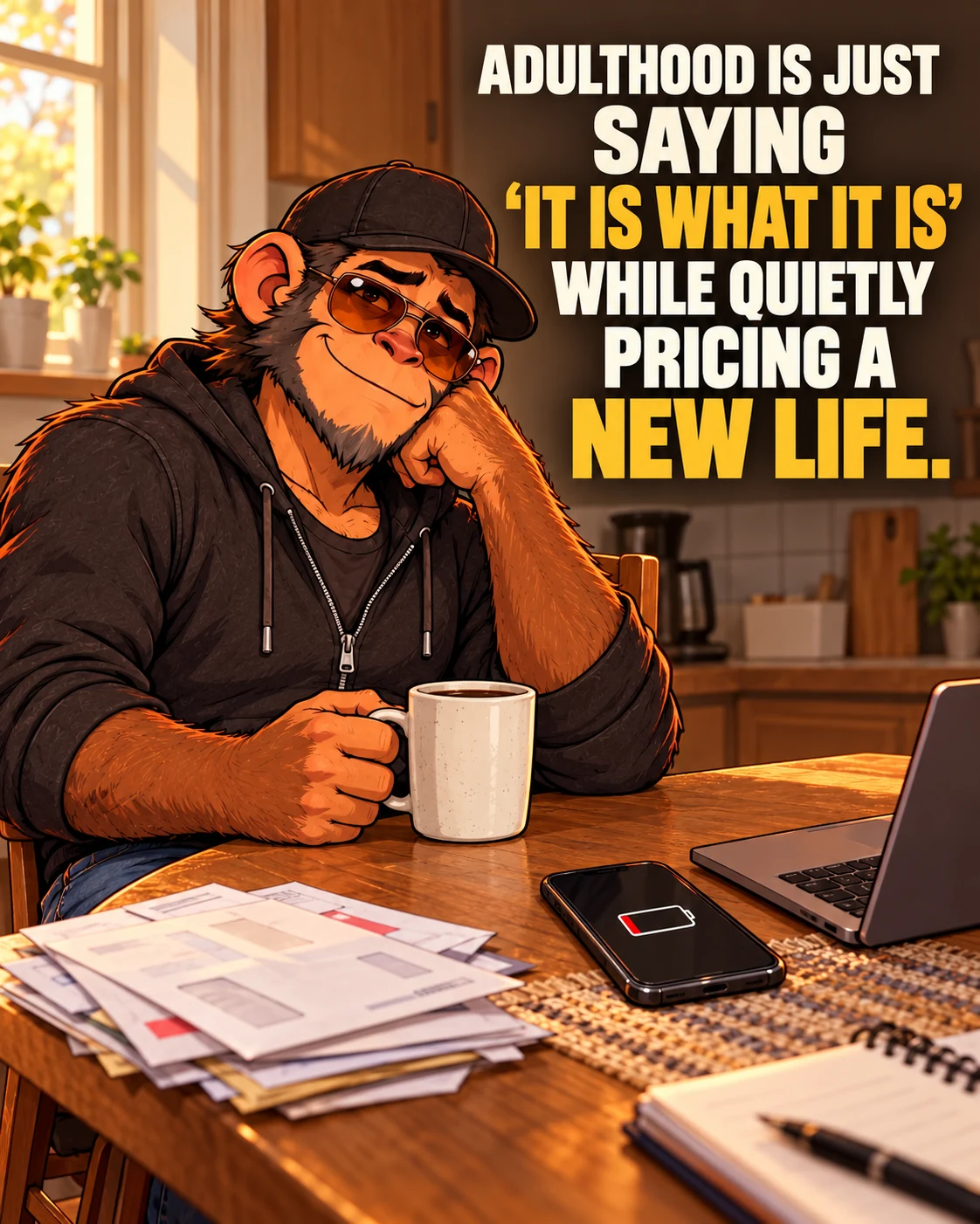 Adulthood is just saying “it is what it is” while quietly pricing a new life.